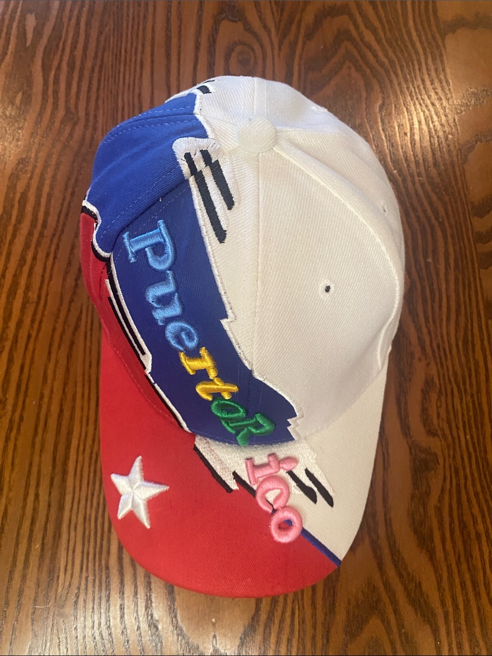 Colorblock Embroidered Baseball Cap with Multicolor Lettering  - Puerto Rico - Picture 3 of 10